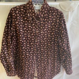 JENNIFER EDEN- Brown Floral Corduroy- Like Buttond